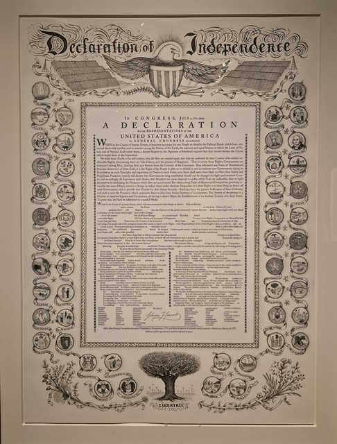 Viena no agrīnām Neatkarības deklarācijas kopijām (American Philosophical Society)